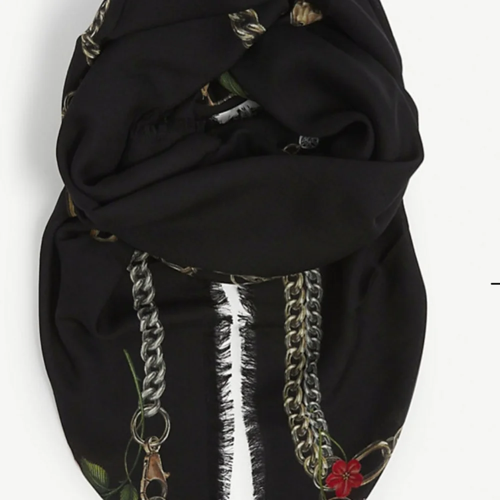 NWT Alexander McQueen Chain Skull Wool Large Scarf Black
